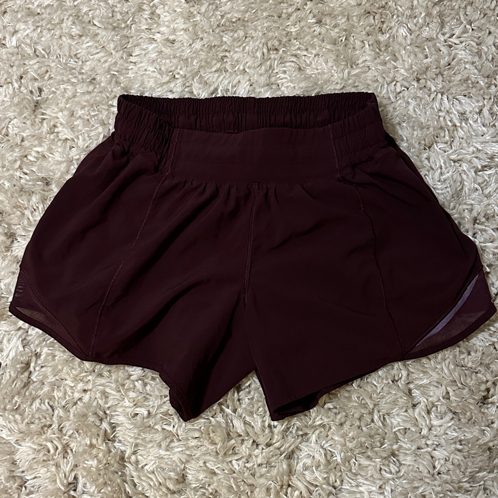 lululemon athletica Burgundy Athletic Shorts with Mesh Accents